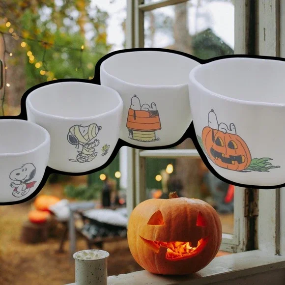 NEW Rae Dunn x Peanuts Halloween Measuring Cup - Set Of Four - Snoopy In Costume - Picture 6 of 12